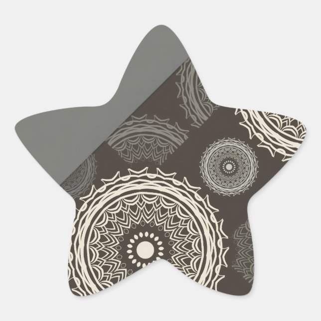 Silver Grey Circles Abstract Star Sticker (Front)
