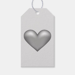 Silver Grey Colour Heart Illustration Gift Tags