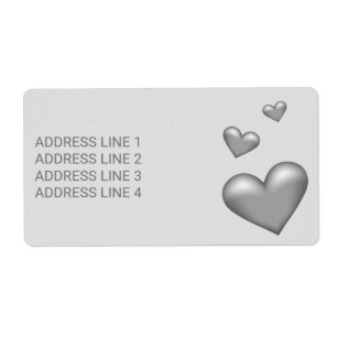 Silver Grey Colour Hearts With Custom Text