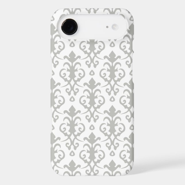 Silver Grey Damask iPhone 4/4S Case (Back)