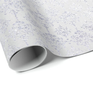 Silver Grey  Damask Metallic Shiny Monochromatic Wrapping Paper