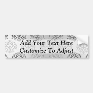 Silver grey damask pattern bumper sticker