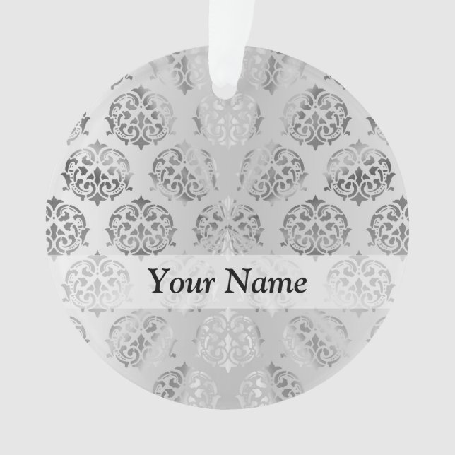 Silver grey damask pattern ornament (Front)