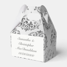 Silver grey damask pattern wedding