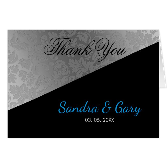 Silver Grey Damask- Thank You (Front Horizontal)