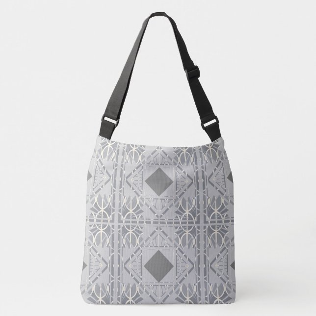 Silver Grey Diamond  Crossbody Bag (Front)