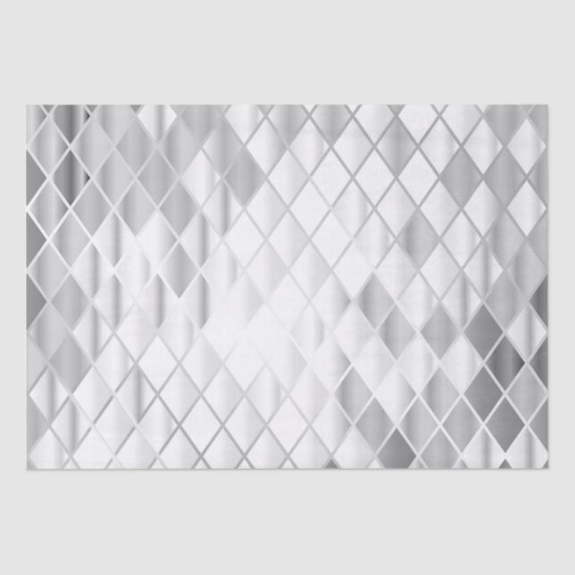 Silver Grey Diamond Pattern All Occasion  Tissue Paper (Front)