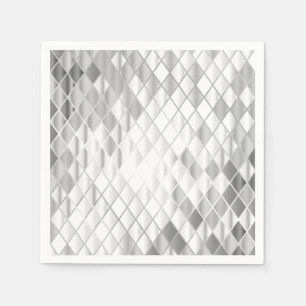 Silver Grey Diamond Pattern Luxury All Occasion  Napkin