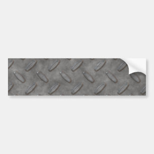 Silver Grey Diamond Plate Textured Bumper Sticker