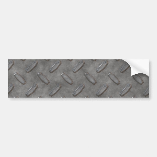 Silver Grey Diamond Plate Textured Bumper Sticker (Front)