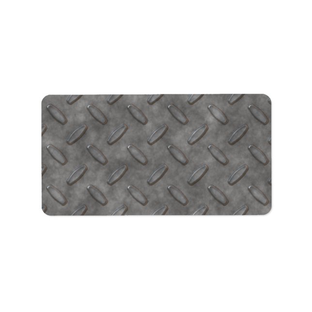 Silver Grey Diamond Plate Textured Label (Front)