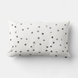 Silver Grey Dots White Stripes Lines Minimalism Lumbar Cushion
