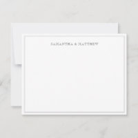 Silver Grey Double Border Couple Note Card
