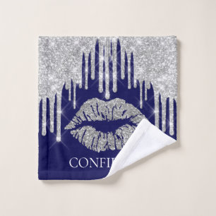 Silver Grey Drips Kiss Lip Makeup Artist Confident Wash Cloth