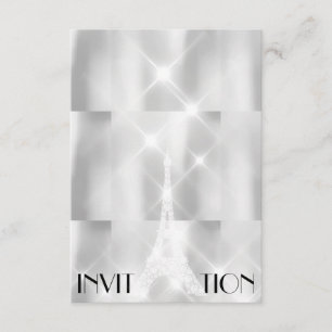 Silver Grey Eiffel Tower Paris Bridal Shower Event Invitation