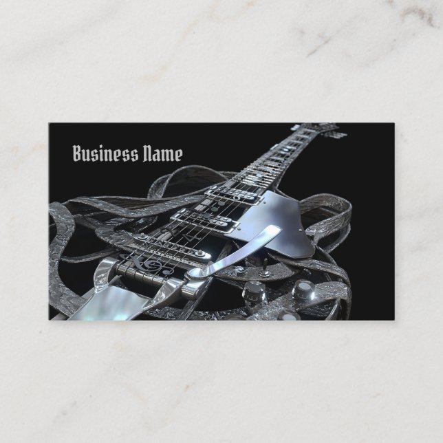 Silver Grey Electric Guitar Business Card (Front)