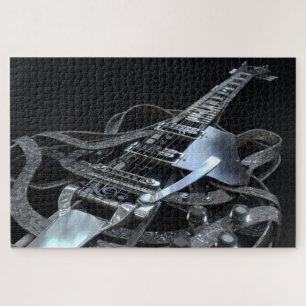 Silver Grey Electric Guitar Jigsaw Puzzle