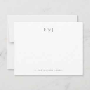Silver Grey Elegant Couple Initials Personalised Card