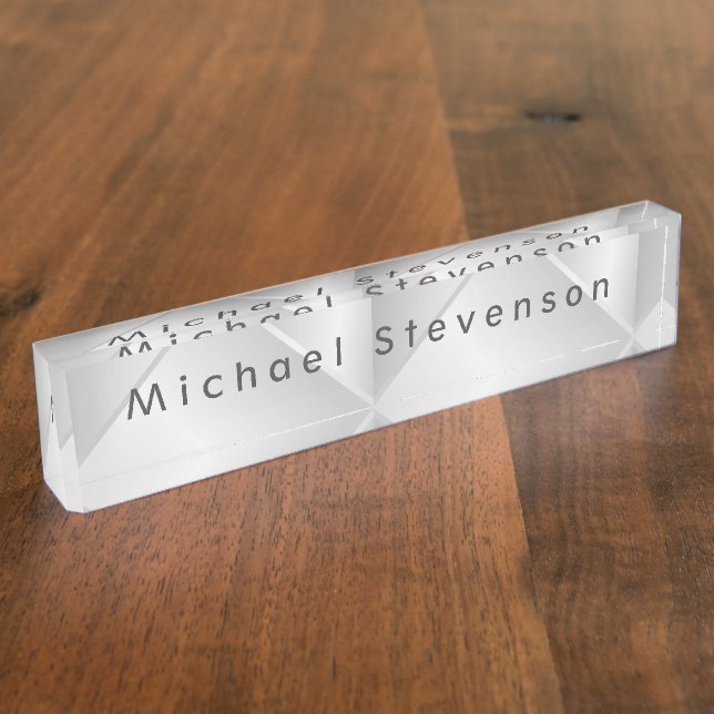 Silver Grey Elegant Modern Minimalist Nameplate (Side)