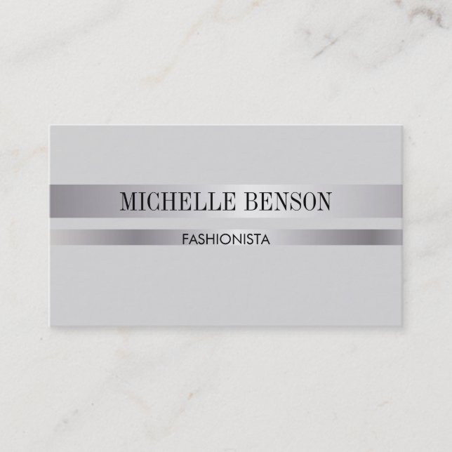 Silver & Grey Fashion Business Card (Front)