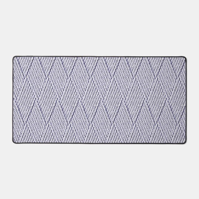 Silver Grey Faux Diamond Knit Pattern Desk Mat (Front)
