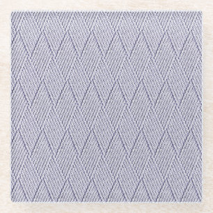 Silver Grey Faux Diamond Knit Pattern Glass Coaster