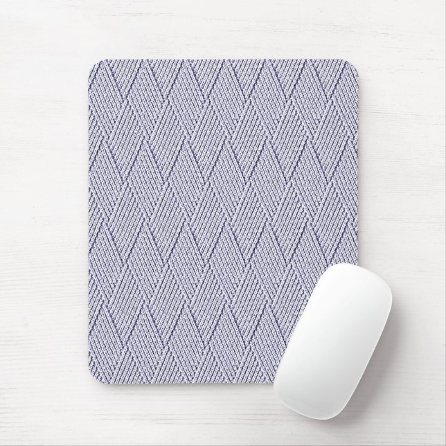 Silver Grey Faux Diamond Knit Pattern Mouse Pad (With Mouse)