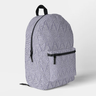 Silver Grey Faux Diamond Knit Pattern Printed Backpack