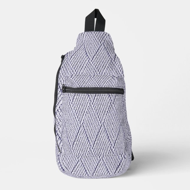 Silver Grey Faux Diamond Knit Pattern Sling Bag (Front)