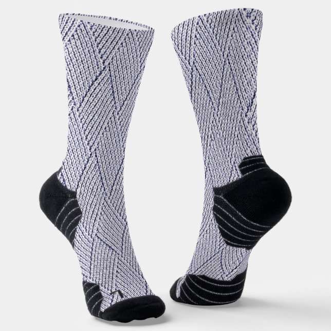 Silver Grey Faux Diamond Knit Pattern Socks (Angled)