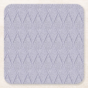 Silver Grey Faux Diamond Knit Pattern Square Paper Coaster