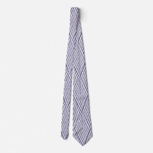 Silver Grey Faux Diamond Knit Pattern Tie (Back)