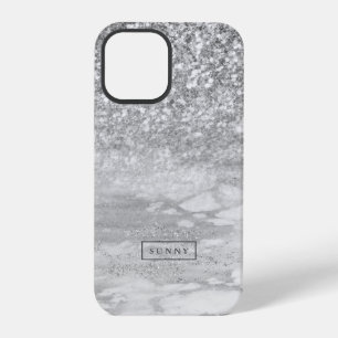 Silver-Grey Faux Glitter & Marble Ombre iPhone 12 Pro Case