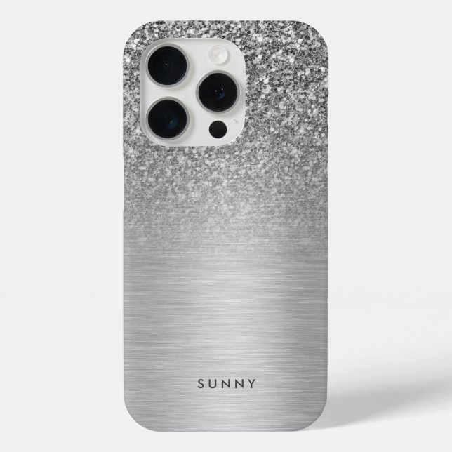 Silver Grey Faux Glitter & Metallic Texture Case-Mate iPhone Case (Back)
