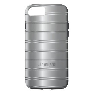 Silver Grey Faux Metallic Stripes Case-Mate iPhone Case