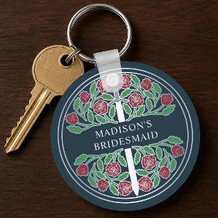 Silver Grey Floral Bridesmaid Royal Wedding Gift Key Ring