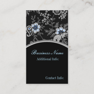 Silver Grey Floral Business Card 2