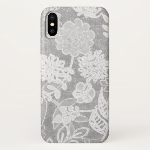 silver grey floral design iPhone x case