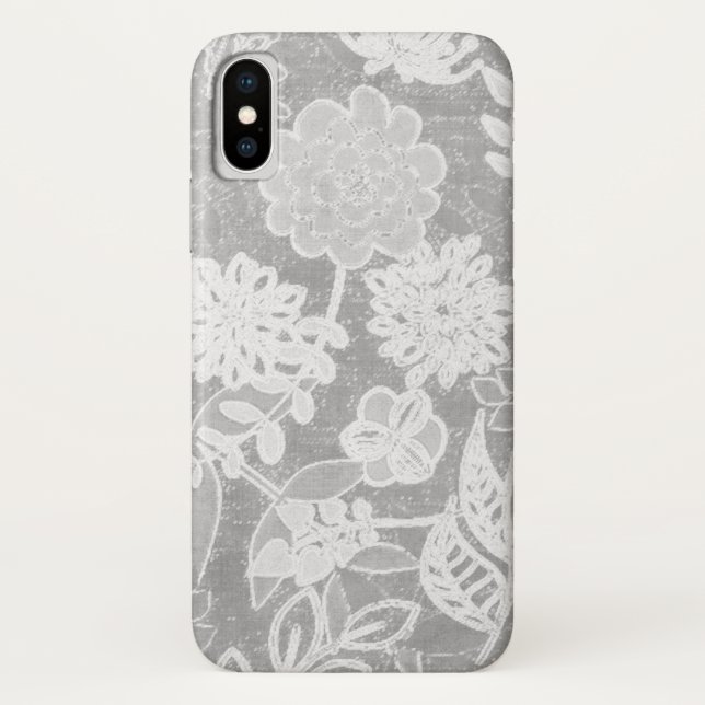 silver grey floral design Case-Mate iPhone case (Back)