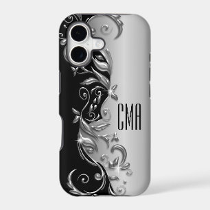 Silver Grey Floral - Monogram