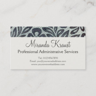 Silver Grey Flower Textile Pattern Business Card