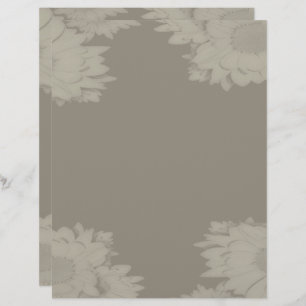 Silver Grey Flowers Scrapbook Paper