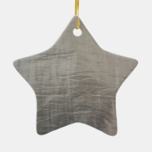 Silver Grey Foiled Fabric Look Ceramic Ornament