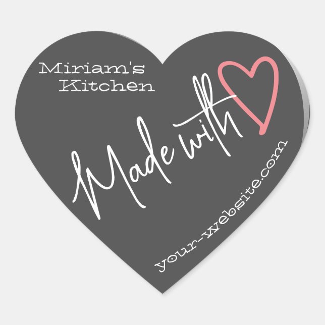 Silver Grey From The Kitchen Made With Love Baking Heart Sticker (Front)