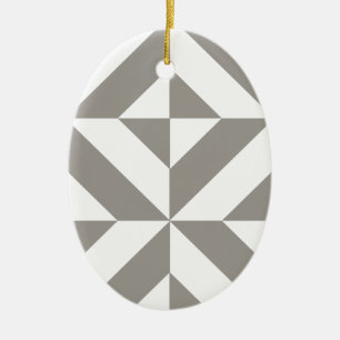 Silver Grey Geometric Art Deco Ceramic Ornament