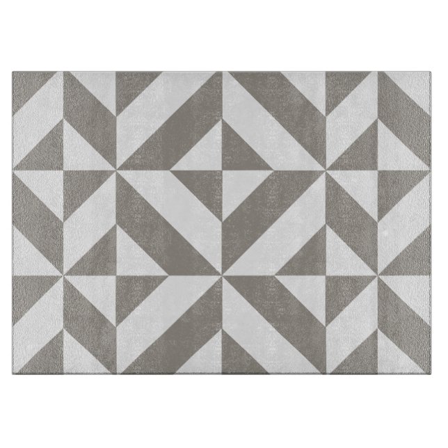 Silver Grey Geometric Art Deco Cutting Board (Front)