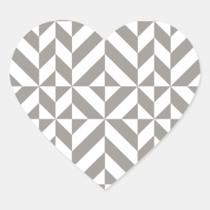 Silver Grey Geometric Art Deco Heart Sticker