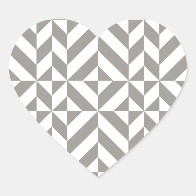 Silver Grey Geometric Art Deco Heart Sticker (Front)