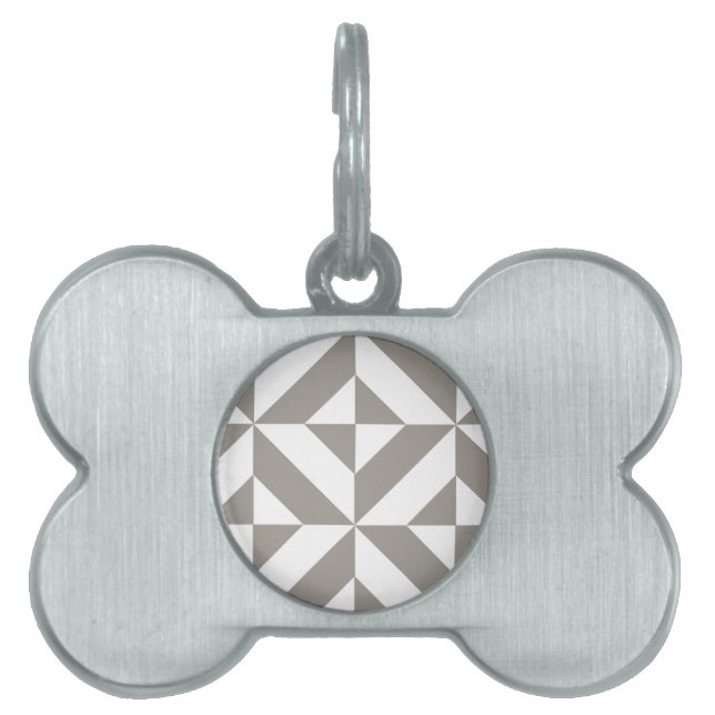 Silver Grey Geometric Art Deco Pet Tag (Front)
