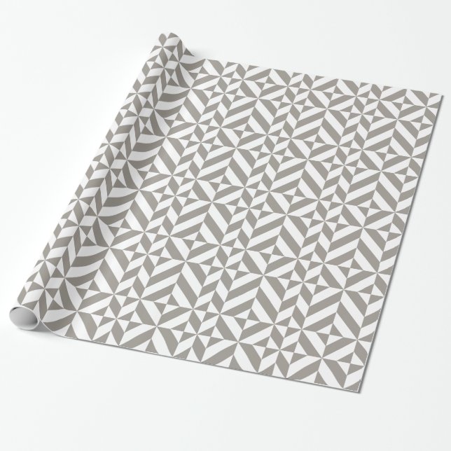 Silver Grey Geometric Art Deco Wrapping Paper (Unrolled)